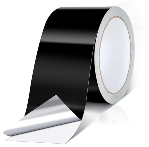 Cozary Aluminium Klebeband Schwarz,50mmx20m Aluband Selbstklebend,Aluminium Dichtband Band zum Reperaturband Alu Klebeband Hitzebeständig Aluminiumklebeband