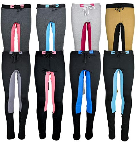 MS-Trachten Kinder Reitleggings Leni REIT Jogginghose Reithose Vollbesatz (Schwarz/Besatz Grau, 146-152)