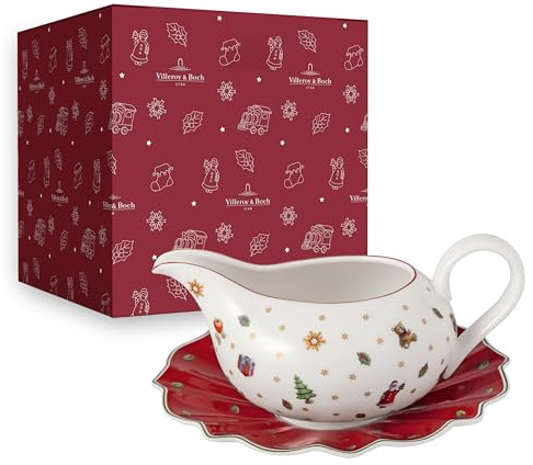 Villeroy & Boch – Toy's Delight Sauciere mit Unterteil Bunt, Soßenkännchen mit Unterteil, Soßenschale für Weihnachten Toys, Soßenkanne, Keramik Geschirr, Premium Porcelain