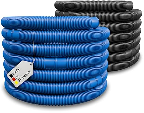 Schwimmbadschlauch Ø 38mm Saugschlauch Poolschlauch Solarschlauch Pumpenschlauch mit Muffen Made in Germany (3 m, Blau)