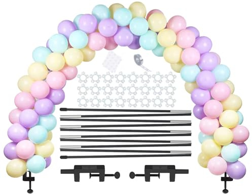 LANGXUN Ballonbogen Kit Schwarz Wiederverwendbarer Ballonbogenständer Halbkreisbogen Kit 2 verstellbare Clips für verschiedene Tischgrößen für Hochzeiten und Geburtstagsfeiern
