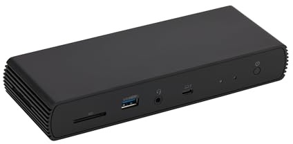 Amazon Basics Thunderbolt 4/USB 4 Pro-Dockingstation, 2 x TBT4, 1 x HDMI 2.1, 3 x USB A 3.1, RJ45, Dual-Display, Schwarz, 19,96 x 7,5 x 3,12 cm