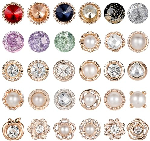 30 Stück Brosche Knöpfe, Mabor Brosche Damen Buttons Ohne Nähen Abnehmbar Broschen für Kleidung Pearl Damen Knöpfe Ohne Nähen für Hemdbrosche Frauen Kleidung Cardigan