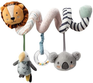Nuby - Animal Adventure Spirale - Kinderwagenkette -Spiralspielzeug - Buggy-Spielzeug - Kinderwagen Spielzeug zum Fühlen und Greifen - 0+ Monate
