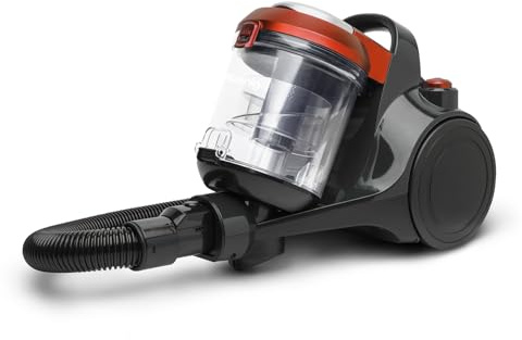 H.Koenig Zyklon Beutelloser Staubsauger STC58, Bodenstaubsauger mit Schlitten, Leise, Leistungsstark 850 W, 2,5 L Fassungsvermögen, Leicht für Harte Böden, Teppiche und Haustiere, HEPA12 Filter, Rot