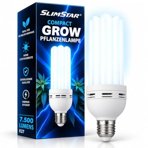 Weedness ESL Pflanzenlampe 125 Watt Energiesparlampe Wuchsphase – E40 Fassung 6400K Grow Anbau Indoor Lampe Birne