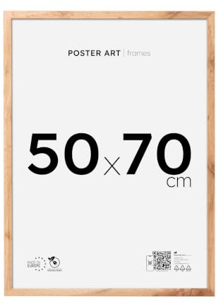 POSTER ART Bilderrahmen 50x70 cm Hängende aus MDF und Acrylglas Wotan Eiche | Für Poster und Puzzles, Vertikal oder horizontal, Einfache Montage, Robustes Acrylglas, Europäische Produktion