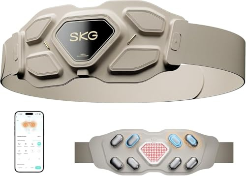 SKG Massagegürtel für unteren Rücken mit Wärme, Kabellos, W9 Pro | Tragbar & Verstellbar, Puls- und Vibrationsmassage zur Muskelentspannung, Geschenk für Mama, Damen und Herren