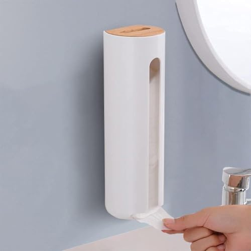 FemKey Wattepads Aufbewahrung, Wandmontage Wattepadspender mit Deckel aus Holz, Schminktisch Zubehör Ideal für Schminktisch, Badezimmer und Schlafzimmer