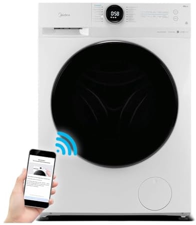 Midea Waschmaschine 10KG MF200W100WB-14A /1400 u/min/A/Leiser Inverter Motor/Wasserschutzsystem/59,5 cm breit/Steam Care/Nachlegefunktion/APP-Steuerung/AquaStop, Weiß