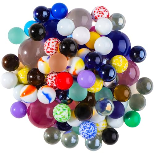 ZIGefofo 86 Stück Murmeln Glas, 16/25/30mm Bunte Glasmurmeln, Leuchtmurmeln | Glas Murmeln, Bunt Glasmurmeln Spiele Kinder Marbles Deko Murmeln Bunte für Pflanzendekoration Murmelspiele Deko Spielzeug