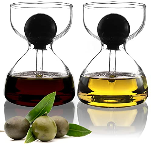 DropD'olio Öl und Essig Spender Set mit Glas Pipette - 2er Set mit je 120ml - Perfekt für Ciabatta und Salat