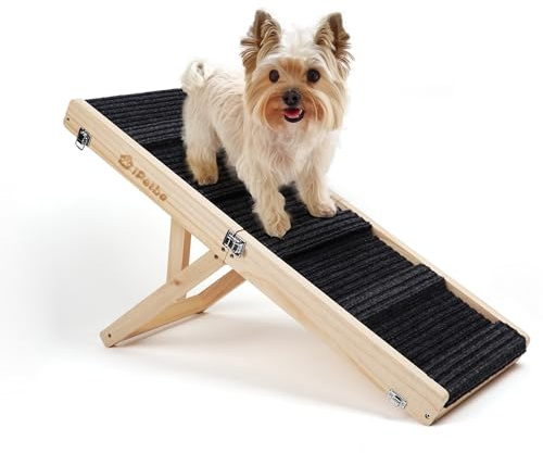 iPetba Hunderampe für Sofa und niedrige Möbel, Rampe für kleine Hunde bis 16 kg, höhenverstellbar, klappbar, rutschfeste Oberfläche