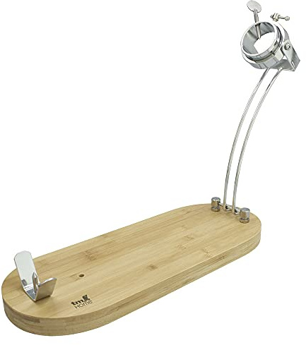 TM Electron HOCU105 Schinkenhalter aus Bambusholz, Silikondübel für Gute Haftung, Klappsystem, mit Drehkopf, verstellbar, ideal für alle Arten von Schinken und Schinken
