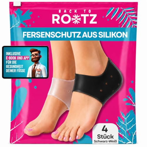 ROOTZ | 4 Fersenpolster aus Silikon – Fersenschutz als Blasenpflaster-Alternative gegen Schmerzen in neuen Stiefeln, High Heels & Arbeitsschuhen