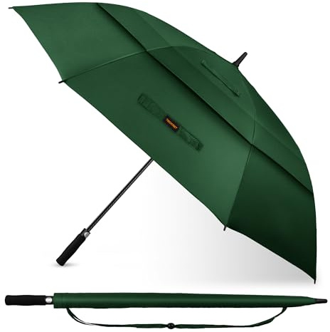 TECKNET Regenschirm Groß XXL,Golfschirm 68 Inch,regenschirm sturmfest Doppelt Überdachung Belüftet,Groß Stockschirm automatisches Öffnen mit EVA-Griff,Stockschirm für Damen und Herren,Grün