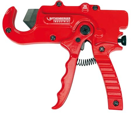 ROTHENBERGER Industrial Kunststoffrohrabschneider Ø 0–36 mm, Rohrschneider für Kunststoff- & Mehrschicht-Verbundrohre, für Sanitär & Heizung, rostfreie Stahlklinge, mit automatischem Klingenzurückzug