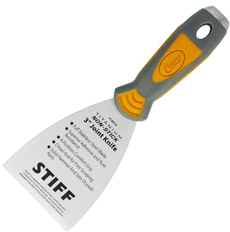 Clauss Spachtel 3 (7,6 cm) mit starrer, geschliffener Klinge in Profiqualität | Titanium Edelstahlklinge mit Antihaftbeschichtung | rutschfester, ergonomischer Griff | zum Schaben und Kratzen | 18810