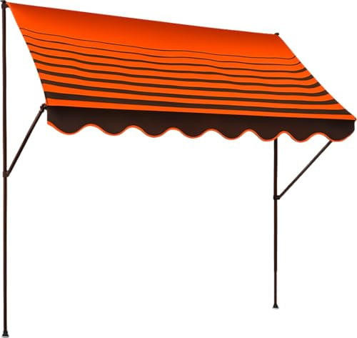 Angerer Klemmmarkise Exklusiv mit Handkurbel, Terrasse/Balkon, einfache Montage ohne Bohren, Made in Germany, hochwertiger Stoff, UV-beständig, höhenverstellbar, wasserabweisend, 350 cm Orange-Braun