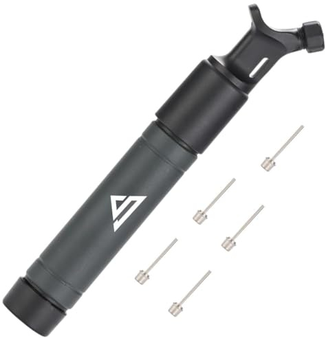 Sports Stable Dual-Action Ballpumpe mit 5 Ersatznadeln: Luftpumpe für Ihren Fußball, Rugby Ball, Volleyball, Basketball, Handball und Andere Aufblasbare Bälle, Schwarz