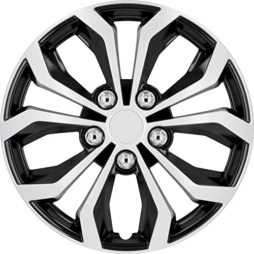 cartrend Daytona Universal Radzierblenden in schwarz/silber, Radkappen 15 Zoll, Felgenschutz aus robustem Kunststoff, 4 Zierblenden, Autozubehör