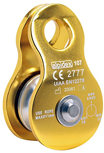 ALPIDEX Seilrolle Umlenkrolle 20 kN - Mobile Pulley Flaschenzug - für Seile bis 11 mm Durchmesser - EN12278, Farbe: Yellow