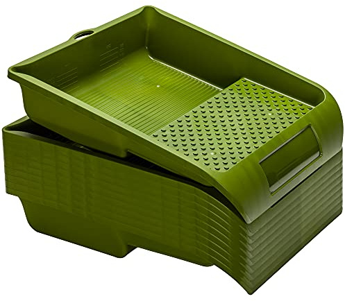 Colorus Farbwanne 10er Set 20 x 22 cm für Farbwalzen bis 16 cm | Lackierwanne aus Kunststoff mit Ausgussnase und Messskala, lösemittelbeständig und mehrfach verwendbar