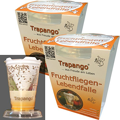 2X Fruchtfliegen-Lebendfalle Trapango®, (2er-Pack) wiederverwendbar ✓, Made in Germany ✓