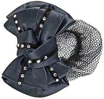 HKM Haarnetz-6136 Haarnetz Schwarz St | Polyester mit Strasssteinen, elastischer Gummizug, atmungsaktiv, für Turnierfrisur