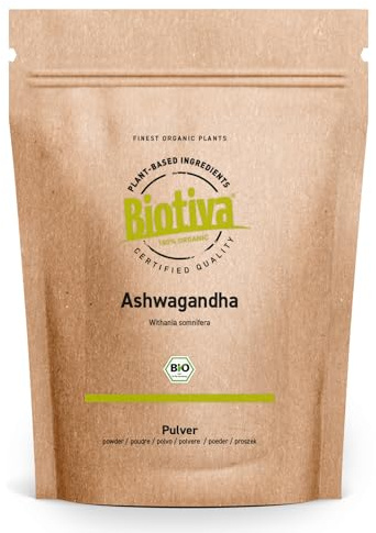 Biotiva Ashwagandha Bio Pulver 500g - Ashwagandawurzel-Pulver - Schlafbeere - Ayurveda - indischer Ginseng - im wiederverschließbaren Zippbeutel - abgefüllt und kontrolliert in Deutschland