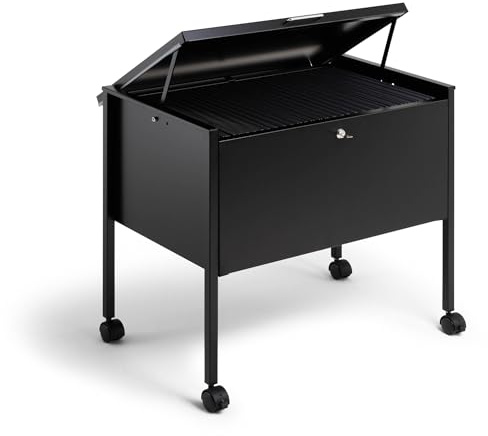 Durable Eco Hängemappenwagen 80 A4 Top, für 80 Hängemappen, schwarz, 309801 | Mobiler Aktenwagen mit Deckel, abschließbar, 4 Rollen, 2 Bremsen, Stahl, 655 x 592 x 404 mm