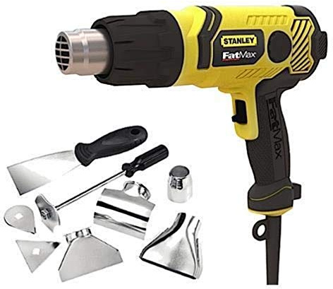 Stanley - FatMax Heissluftpistole (2.000 Watt, mit Abschaltautomatik, 2 Temperaturstufen (50-450/70-600 °C), stufenlose Temperatureinstellung, inkl. 8-TLG. Düsen- und Schaberset, Koffer) FME670K-QS