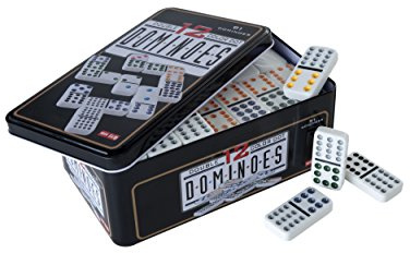 Engelhart- Tolles Domino Spiel In Einer Metalldose - Kinder und Erwachsene Taktik Spiel - Trend Brettspiel (Doppel 12)