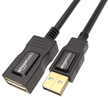 AmazonBasics 7GV4 USB-A 2.0 Stecker auf A-Buchse Verlängerungskabel (1 m), Schwarz