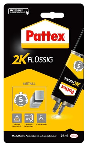 Pattex Kraft-Mix Metall, metallfarben aushärtender 2-Komponenten Epoxy Kleber auf Epoxidharz Basis, starker Kleber zur Verklebung von Metall und anderen Materialien, 1 x 35g