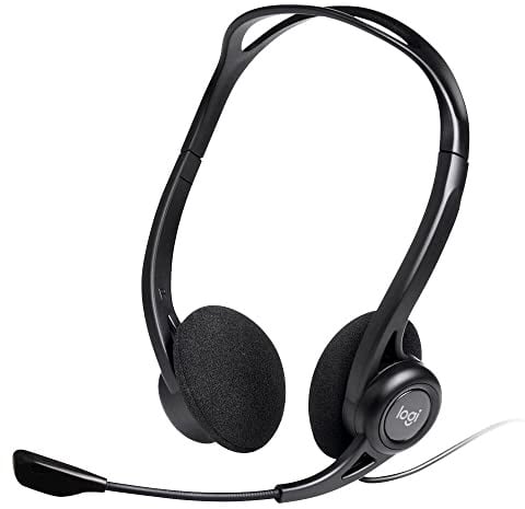 Logitech 981-000100 Kopfhörer mit Mikrofon, Stereo Headset, Verstellbares Mikrofon mit Rauschunterdrückung, Integrierter Lautstärkeregler, PC/Mac/Laptop, Schwarz, Einstiegsmodell, 2.4 m Kabel