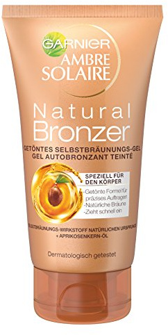 Garnier Getöntes Selbstbräunungs-Gel, für eine natürliche Bräune, präzises Auftragen, Natural Bronzer, Ambre Solaire, 150 ml