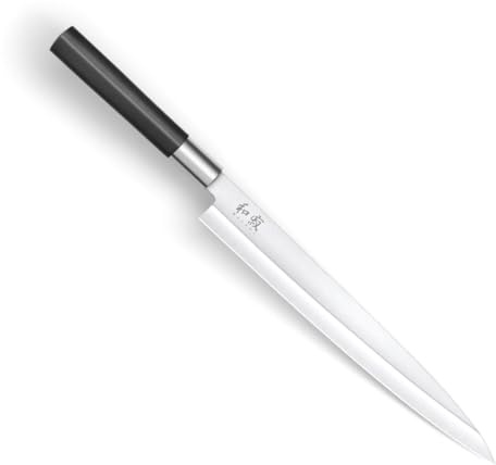 KAI Wasabi Black Yanagiba 24,0 cm Klingenlänge - rostfreier 6A/1K6 Edelstahl poliert 58 (±1) HRC - schwarzer Polypropylen Griff - Sushi Messer Sashimi Messer - Made in Japan