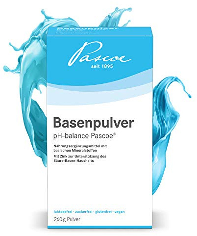 Pascoe® Basenpulver pH-balance Pascoe: Magnesium, Calcium & Zink - für den Säure-Basen-Haushalt - vegan - ohne Zusatzstoffe (260 g)