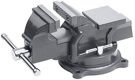 Meister Schraubstock - Drehbar - 125 mm Spannweite - Hochwertige Stahlbacken - Sicheres Fixieren von Werkstücken, Tischschraubstock mit Schutzbacken, Massiver Schraubstock aus Grauguss, 5144500