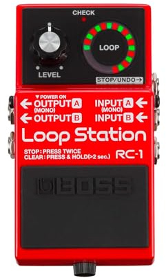 BOSS RC-1 Loop Station Pedal | Einfacher Looper für Gitarre, Bass, Keyboard & mehr | LED-Anzeige mit 24 Segmenten | 12 Minuten Aufnahmezeit | Aufnahme, Wiedergabe, Overdub, Undo/Redo Loops