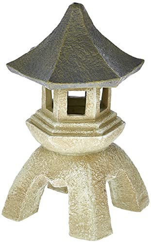 Design Toscano Asiatische Deko Pagodalaterne Outdoor-Statue, Polyresin, zweifarbig stein, groß 43,25 cm