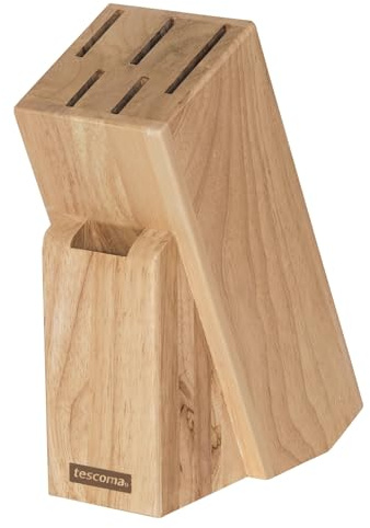 Tescoma Messerblock ohne Messer aus Holz für 5 Messer, Geflügelschere bzw Wetzstahl Woody, unbestückter massiver Messerhalter für sichere und ordentliche Aufbewahrung
