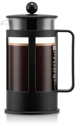 Bodum Kenya Kaffeebereiter - 1L / 8 Tassen - Manuelle French Press aus Borosilikatglas und Edelstahl - Spülmaschinenfest - Made in Portugal