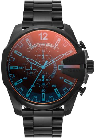 Diesel Mega Chief Uhr für Herren, Chronographenwerk mit Edelstahlarmband