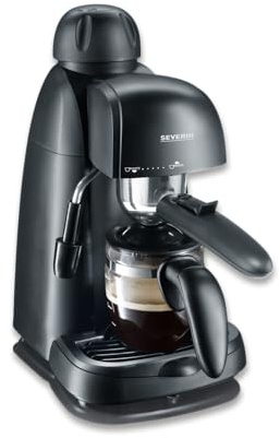 SEVERIN Espressomaschine, kleine Kaffeemaschine, bis zu 2 Tassen Espresso | Mit Milchschäumer für Kaffee-Milch-Spezialitäten, ideal für Singles, auch für Filterkaffee geeignet, schwarz, 5978