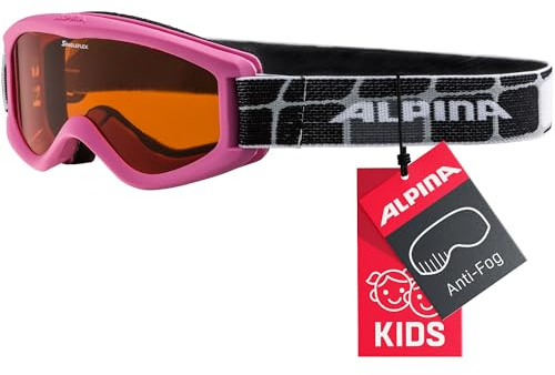 ALPINA CARVY 2.0 - Beschlagfreie, Extrem Robuste & Bruchsichere Skibrille Mit 100% UV-Schutz Für Kinder, rose matt, One Size