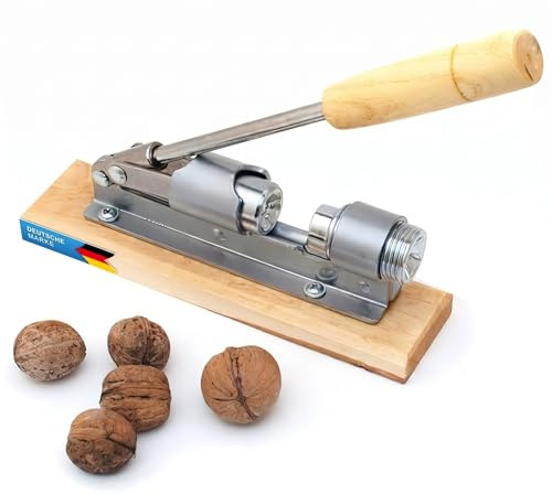 Retro Nussknacker im Nostalgie-Design Nut-cracker aus Edelstahl mit Hebel-Funktion; größenverstellbar und kraftsparend Nüsse öffnen