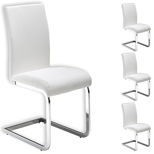 IDIMEX Stuhl Schwingstuhl Esszimmerstuhl Sitzgelegenheit Leticia, weiß, im 4er Pack