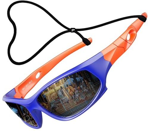 ATTCL Sonnenbrille Kinder Polarisiert UV400 TR90 Sportbrille Jungen Mädchen | Kratzfeste HD-TAC-Linsen, Blendschutz, Rutschfeste Bügel, Verstellbarer Riemen, Stoßfest, Flexibel, Bruchsicher, 3-10 Jahre